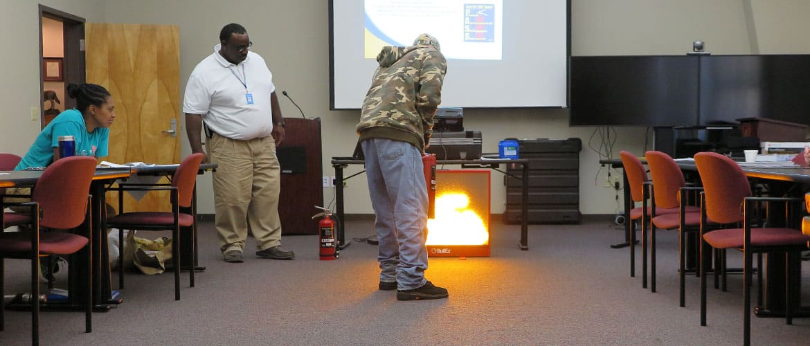 Fire safety class demonstration